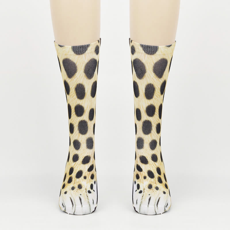 Plus Size Eagle Lizard Leopard Paws Quarter Socks(3 Pairs) - Leopard - EU38-44(US5-10) - image 2