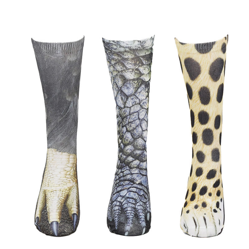 Plus Size Eagle Lizard Leopard Paws Quarter Socks(3 Pairs) - Multicolor - EU38-44(US5-10) - image 1