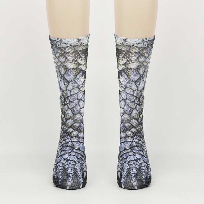 Plus Size Eagle Lizard Leopard Paws Quarter Socks(3 Pairs) - Lizard - EU38-44(US5-10) - image 3