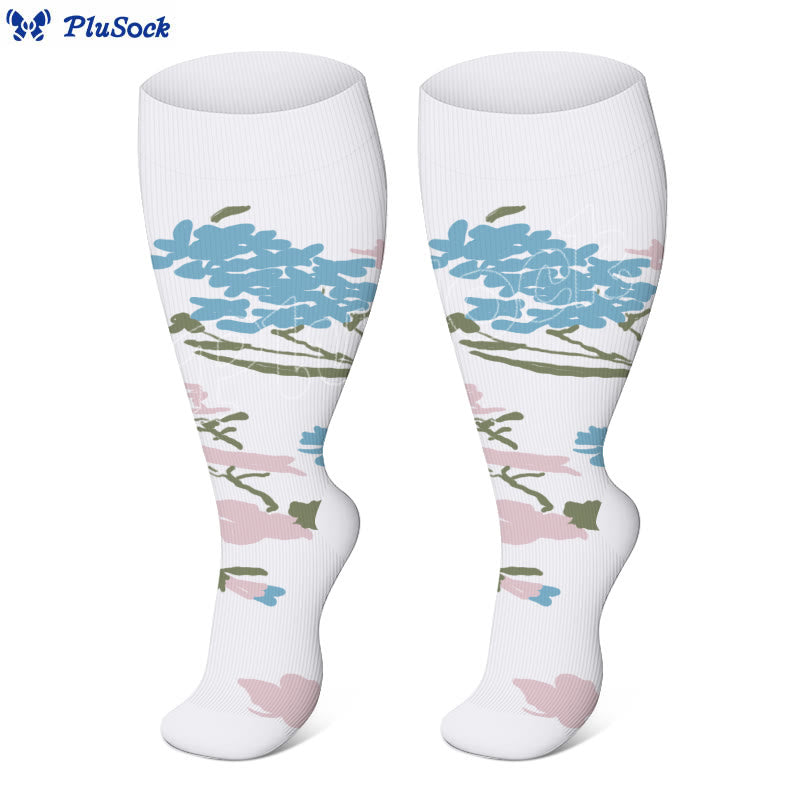 Plus Size Flower Butterfly Compression Socks(4 Pairs) - image 6