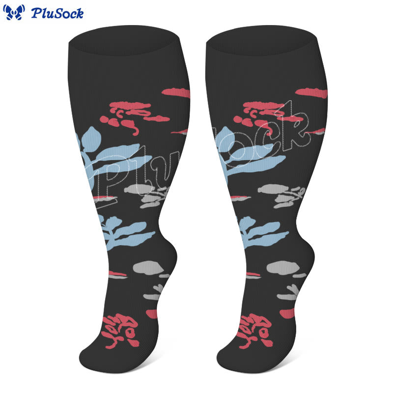 Plus Size Flower Butterfly Compression Socks(4 Pairs) - image 7