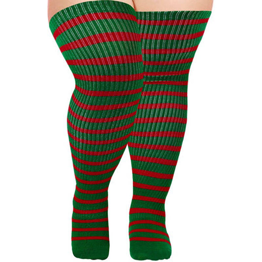 Plus Size Halloween Thigh High Knee Socks - Green - One Size - image 1