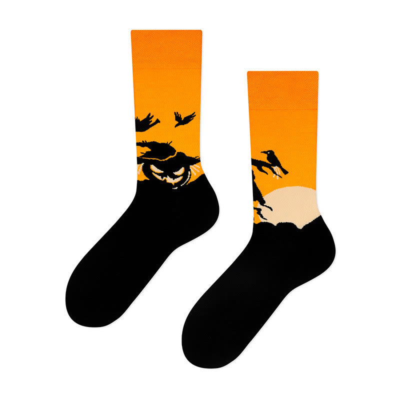 Plus Size New Halloween Crew Socks(4 Pairs) - Pumpkin - EU36-42(US3-8.5) - image 5