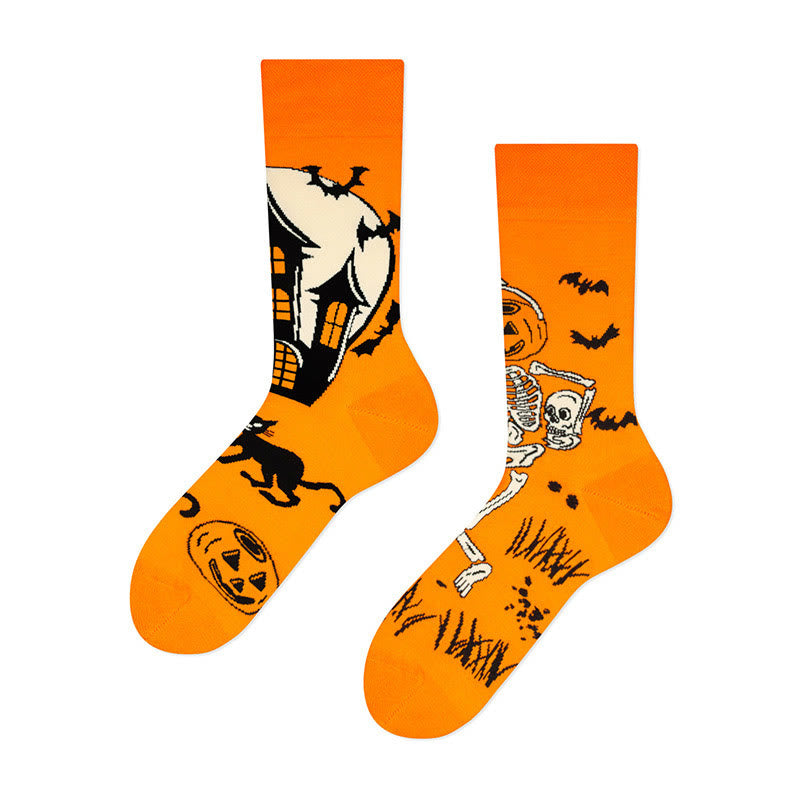 Plus Size New Halloween Crew Socks(4 Pairs) - Orange - EU36-42(US3-8.5) - image 4