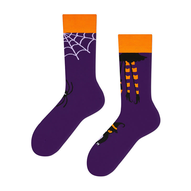 Plus Size New Halloween Crew Socks(4 Pairs) - Purple - EU36-42(US3-8.5) - image 3