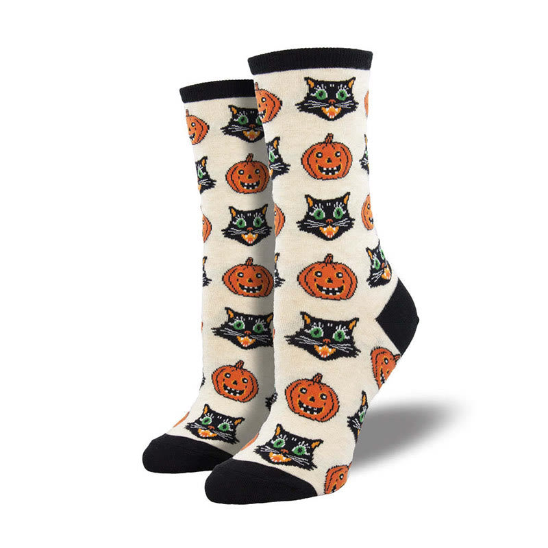 Plus Size Funny Halloween Crew Socks(4 Pairs) - Apricot - EU36-42(US3-8.5) - image 4