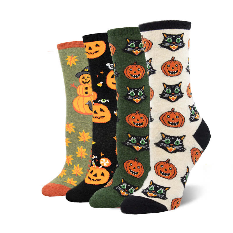 Plus Size Funny Halloween Crew Socks(4 Pairs) - Multicolor - EU36-42(US3-8.5) - image 1