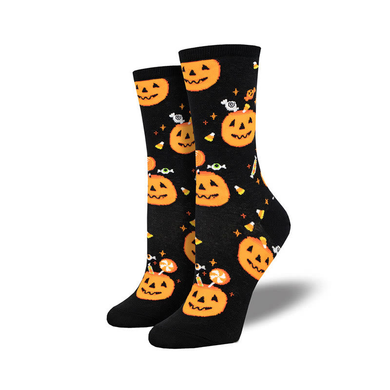 Plus Size Funny Halloween Crew Socks(4 Pairs) - Black - EU36-42(US3-8.5) - image 3