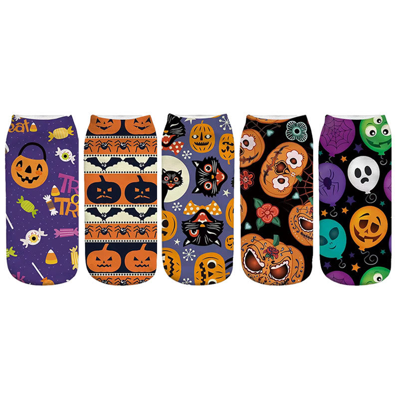 Plus Size 3D Halloween Quarter Socks(5 Pairs) - Multicolor - EU36-44(US3-10) - image 1