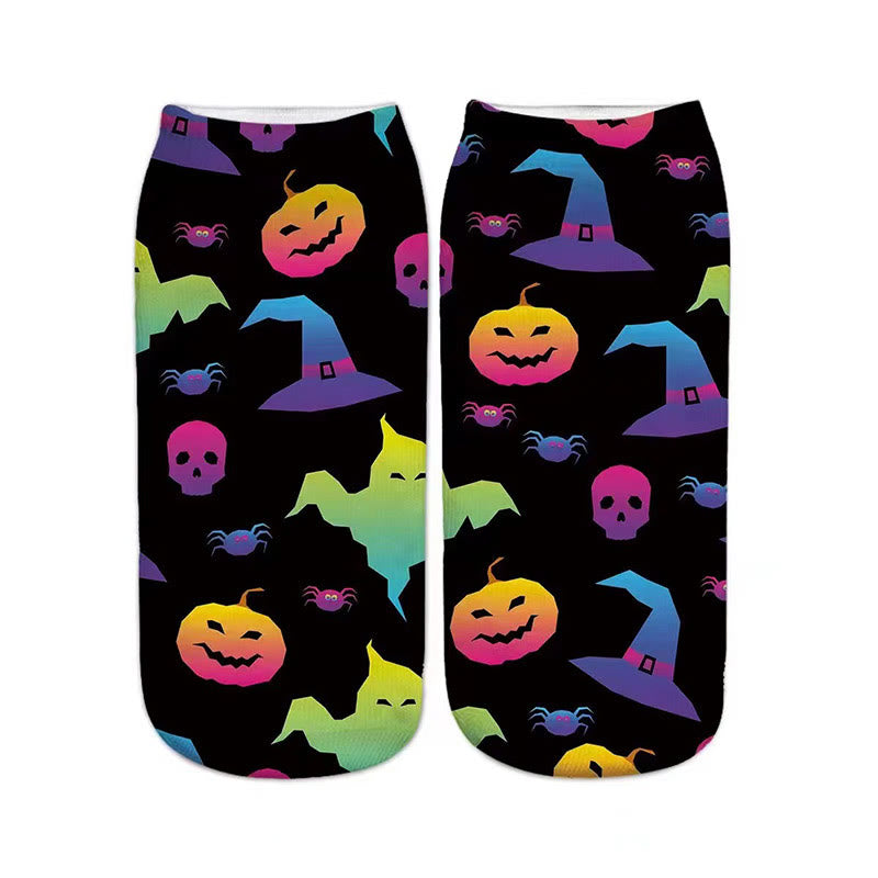 Plus Size Pumpkin Haunted House Quarter Socks(5 Pairs) - image 2