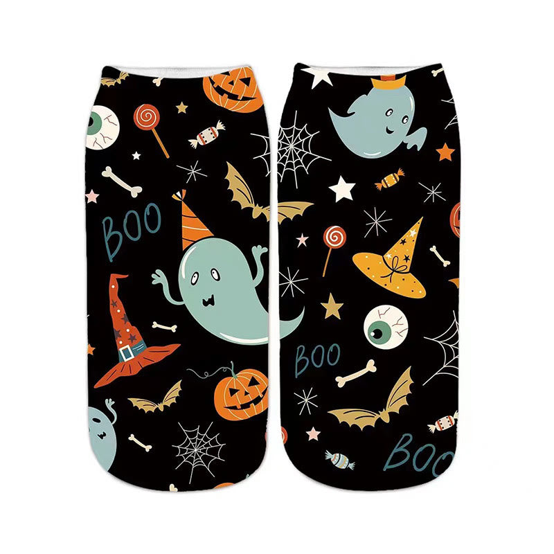 Plus Size Pumpkin Haunted House Quarter Socks(5 Pairs) - image 5