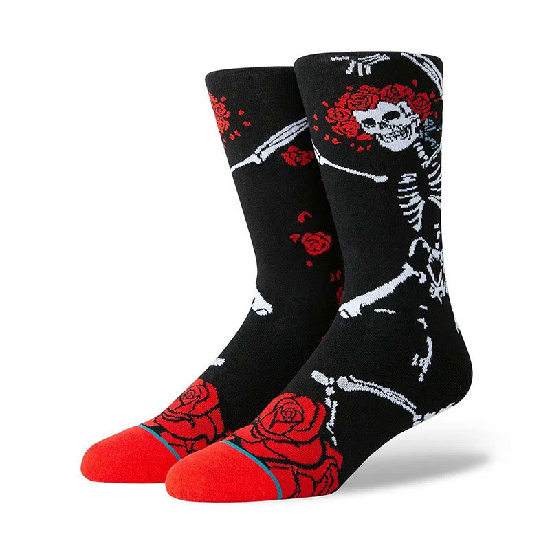 Plus Size Rose Skeleton Crew Socks(3 Pairs) - image 2