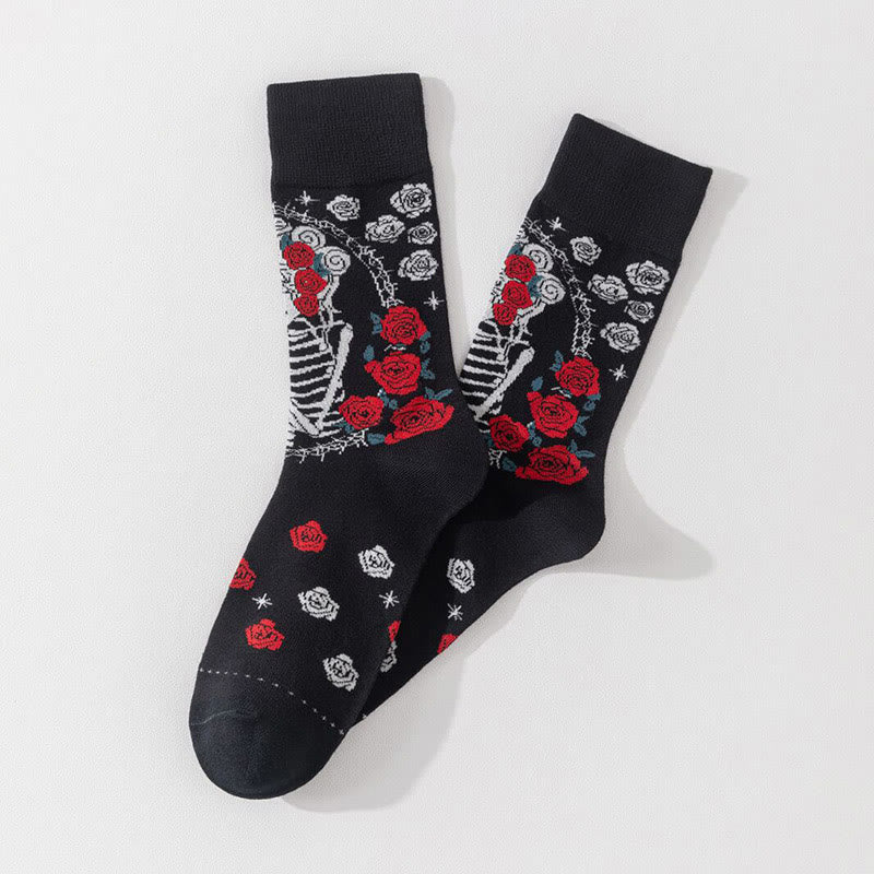 Plus Size Fashion Skull Crew Socks(3 Pairs) - image 2