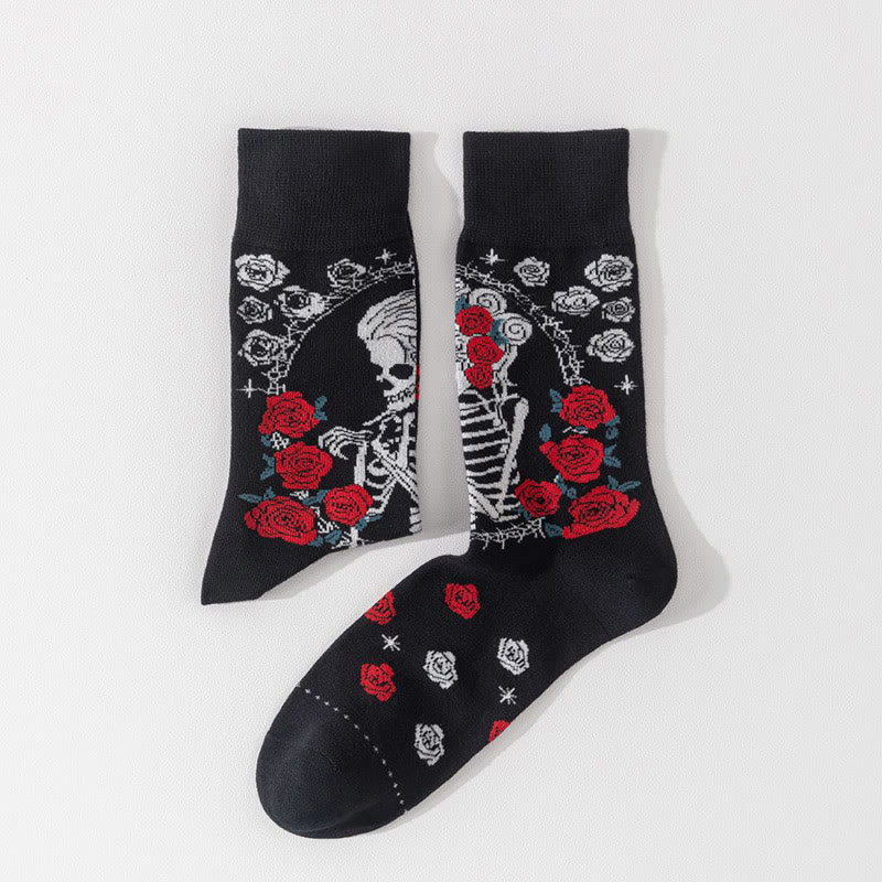Plus Size Fashion Skull Crew Socks(3 Pairs) - image 3