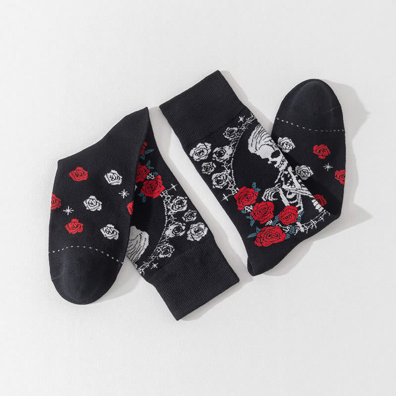 Plus Size Fashion Skull Crew Socks(3 Pairs) - image 6