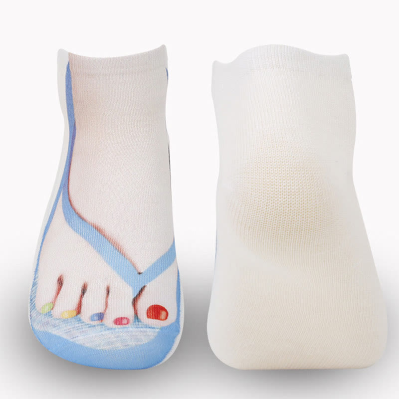 Plus Size 3D Flip Flops Ankle Socks(3 Pairs) - image 5
