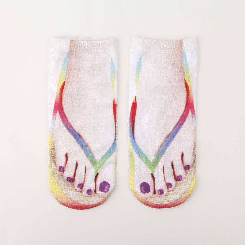 Plus Size 3D Flip Flops Ankle Socks(3 Pairs) - image 2