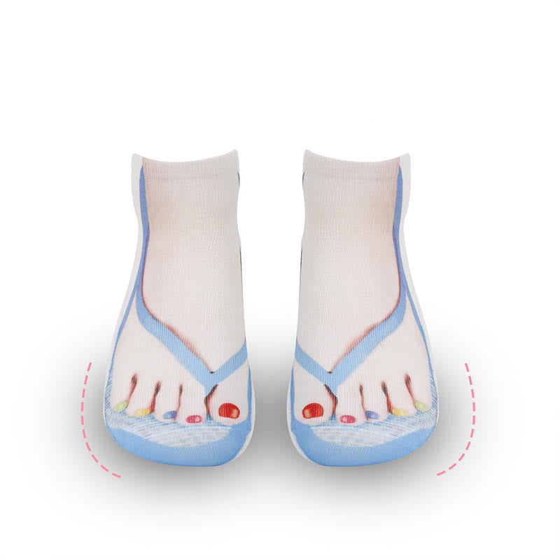 Plus Size 3D Flip Flops Ankle Socks(3 Pairs) - image 6