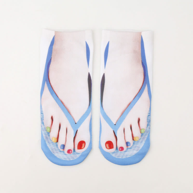 Plus Size 3D Flip Flops Ankle Socks(3 Pairs) - image 3