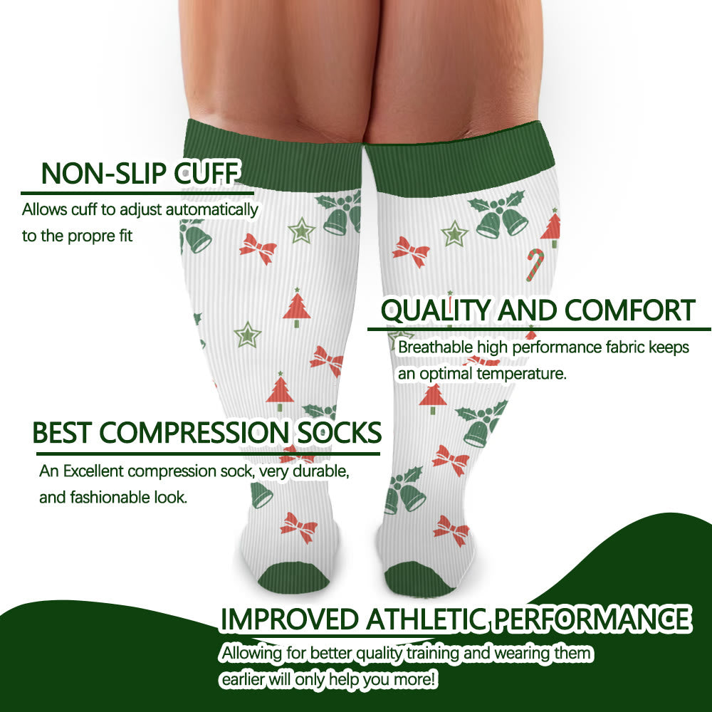 Plus Size Bell Gingerbread Man Compression Socks - image 4