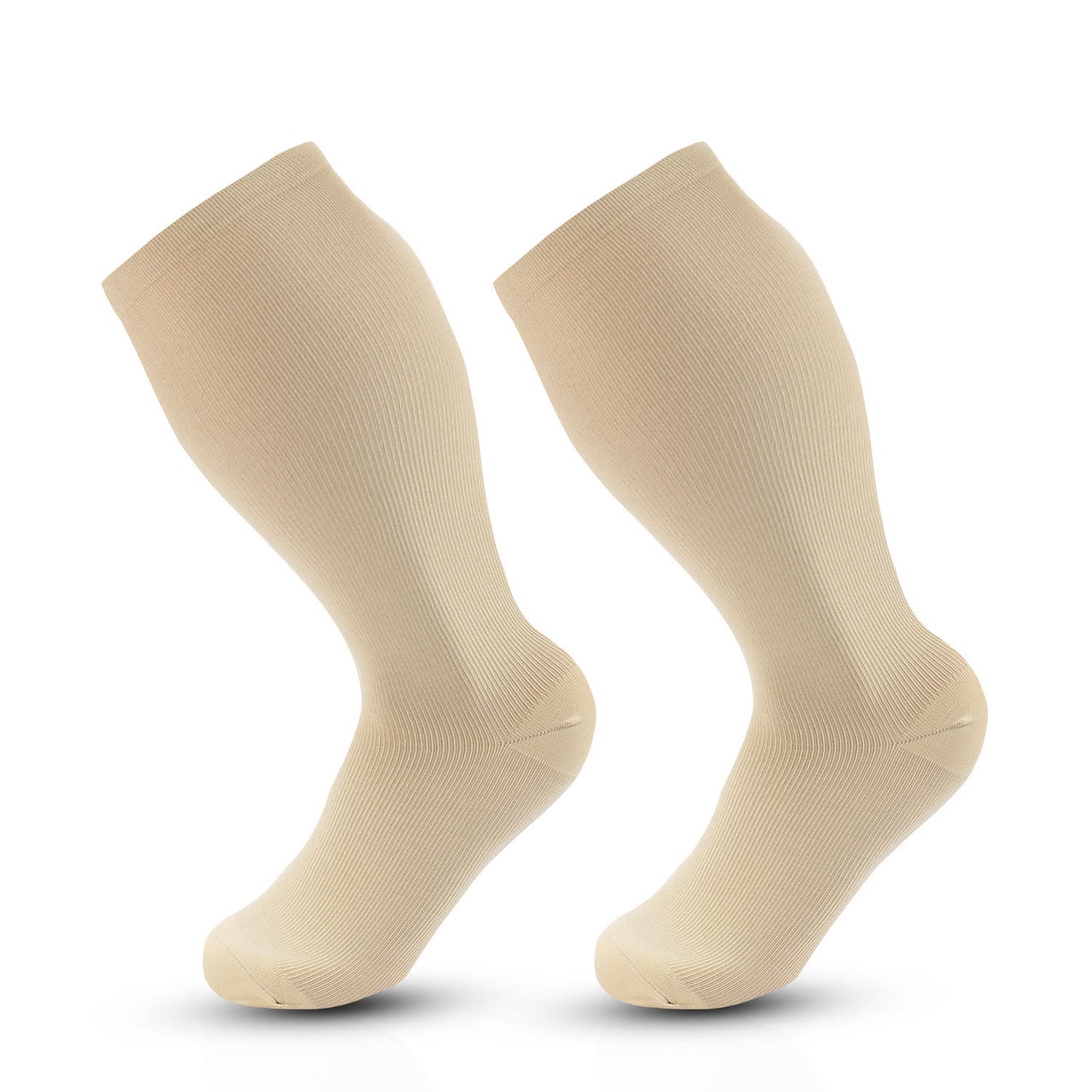 Plusock Plus Size Pure Color Compression Socks 2XL-7XL - Skin - 7XL - image 13