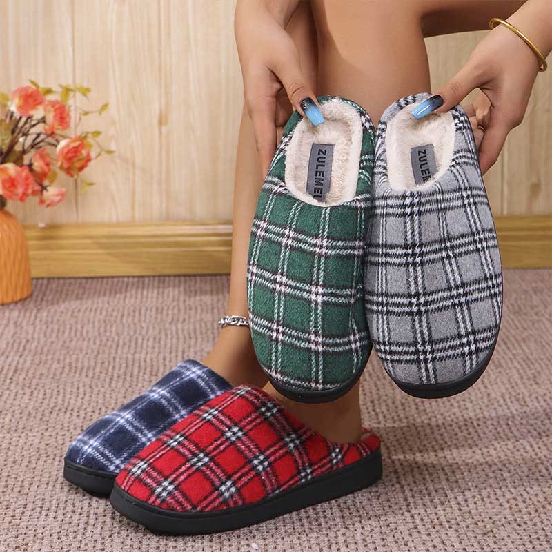 Plus Size Striped Plaid Slippers - image 0