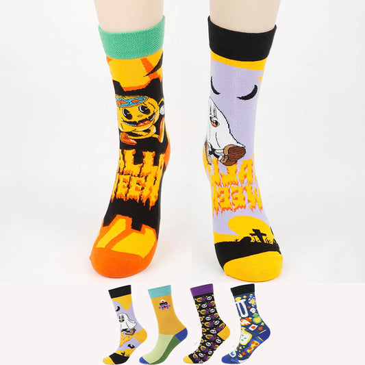 Plus Size Creative Halloween Crew Socks(4 Pairs) - Multicolor - EU36-44(US3-10) - image 1