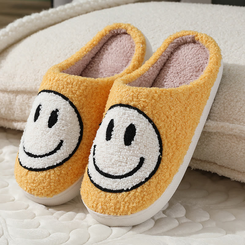 Plus Size Anti Slip Smiley Face Slippers - Yellow - US 11-12 - image 6