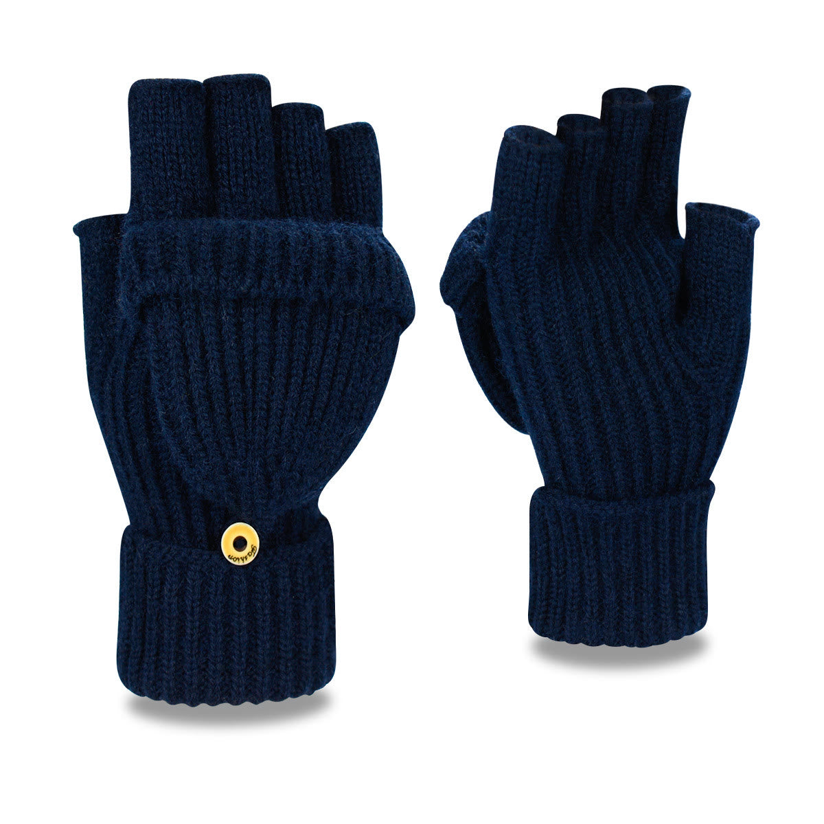 Winter Warm Knitted Fingerless Gloves - Navy Blue - One Size - image 17