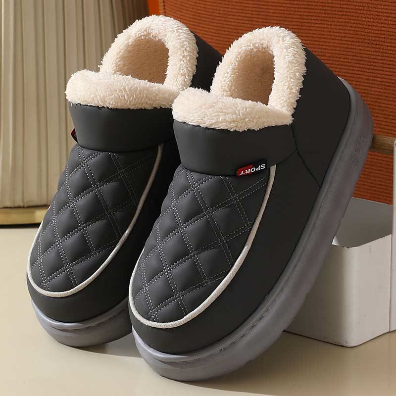 Plus Size Grid Slippers - Grey - US 8-9 - image 14
