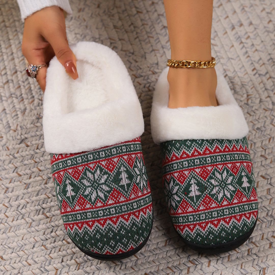 Plus Size Green Snowflake Slippers - image 4
