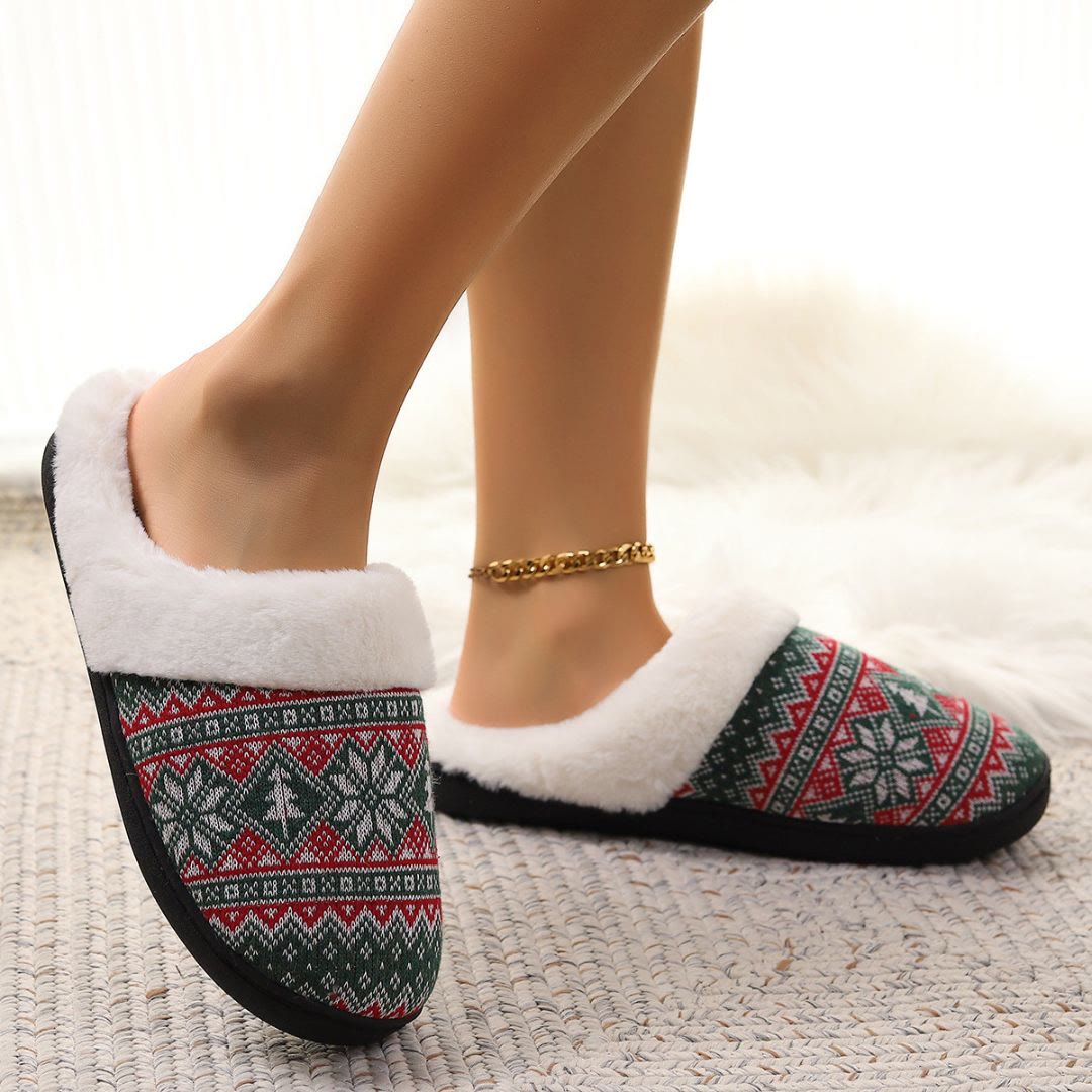 Plus Size Green Snowflake Slippers - image 2