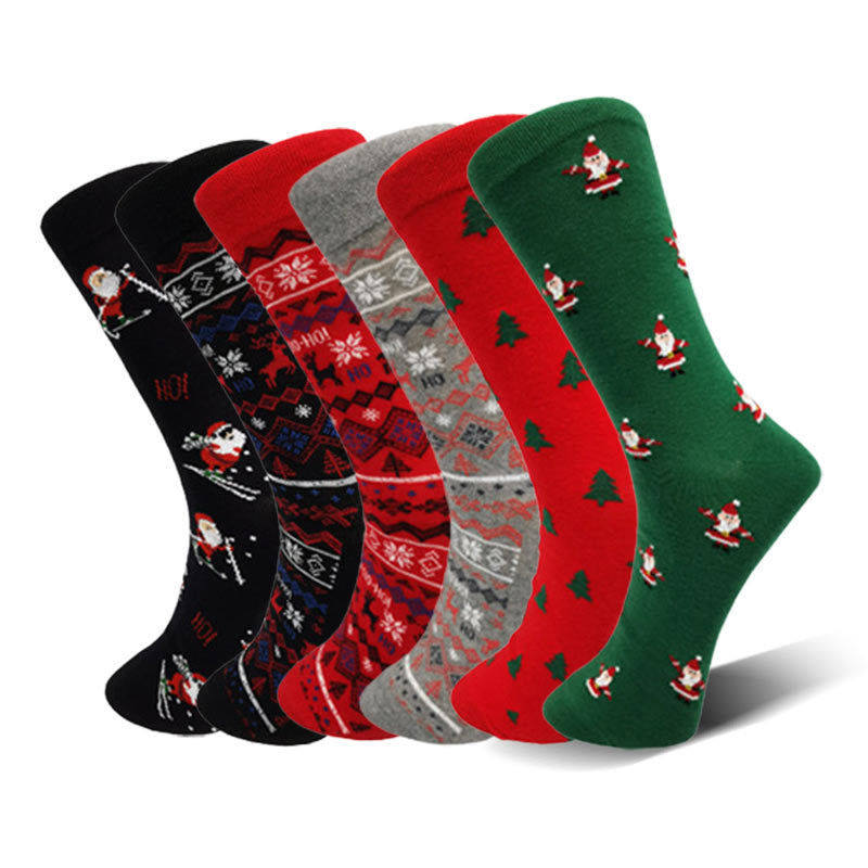 Plus Size Christmas Fashion Quarter Socks(6 Pairs) - Multicolor - EU38-45(US5-11) - image 1