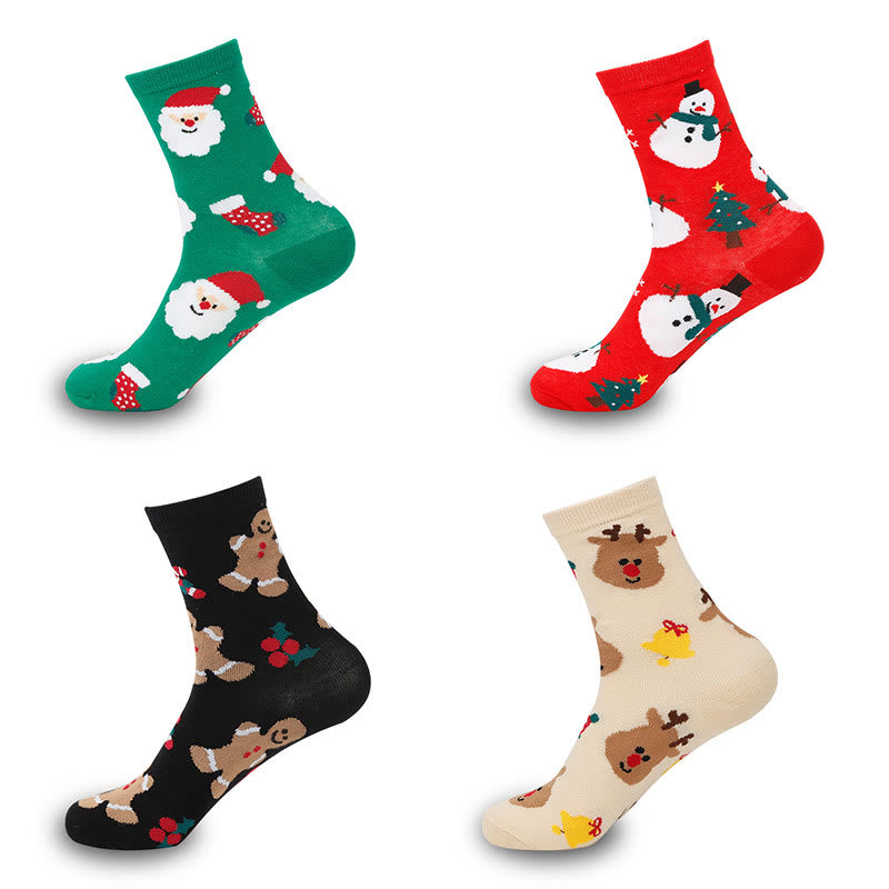 Plus Size Cute Christmas Quarter Socks(4 Pairs) - image 2