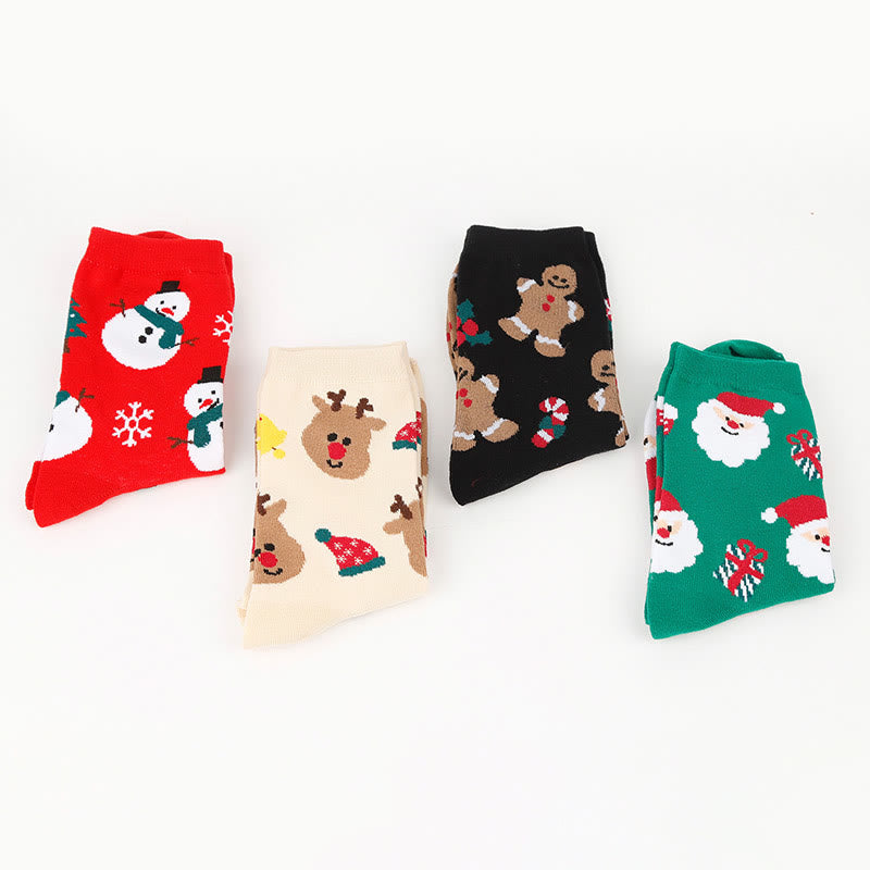 Plus Size Cute Christmas Quarter Socks(4 Pairs) - image 3