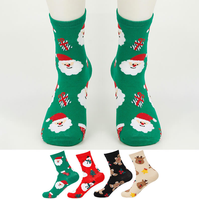 Plus Size Cute Christmas Quarter Socks(4 Pairs) - Multicolor - EU37-42(US4-8.5) - image 1