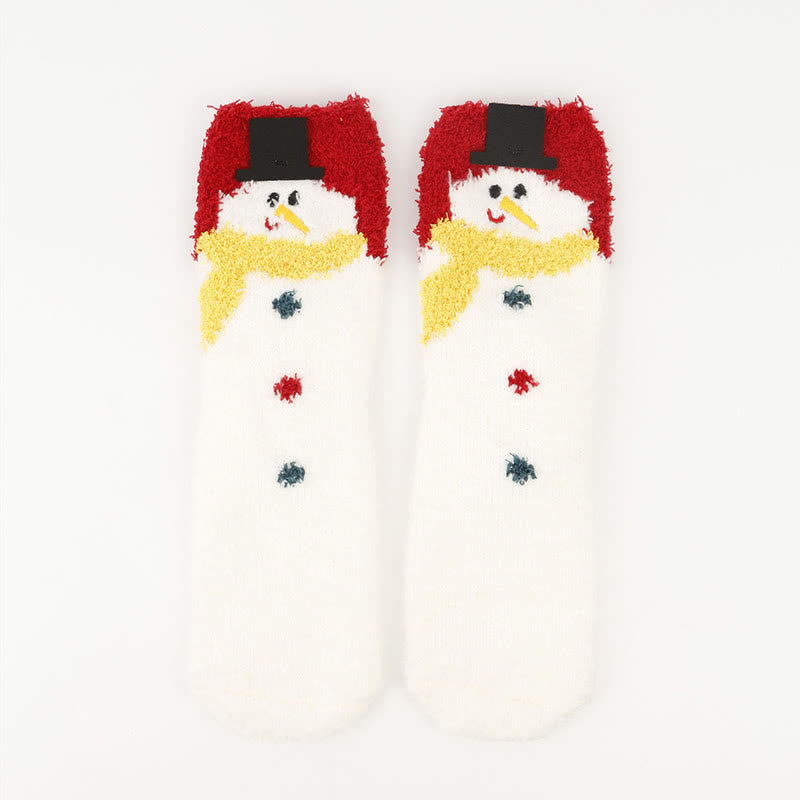 Plus Size Christmas Warm Coral Fleece Quarter Socks(3 Pairs) - image 4