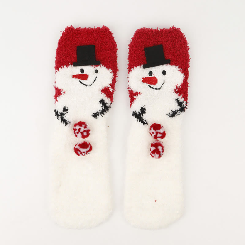 Plus Size Christmas Warm Coral Fleece Quarter Socks(3 Pairs) - image 6