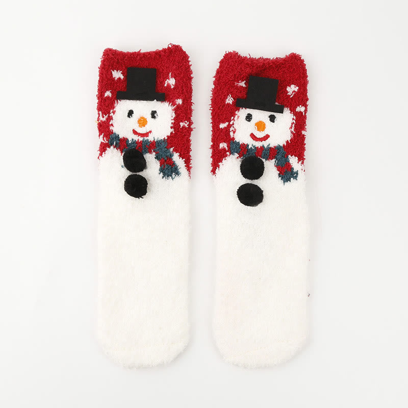 Plus Size Christmas Warm Coral Fleece Quarter Socks(3 Pairs) - image 5
