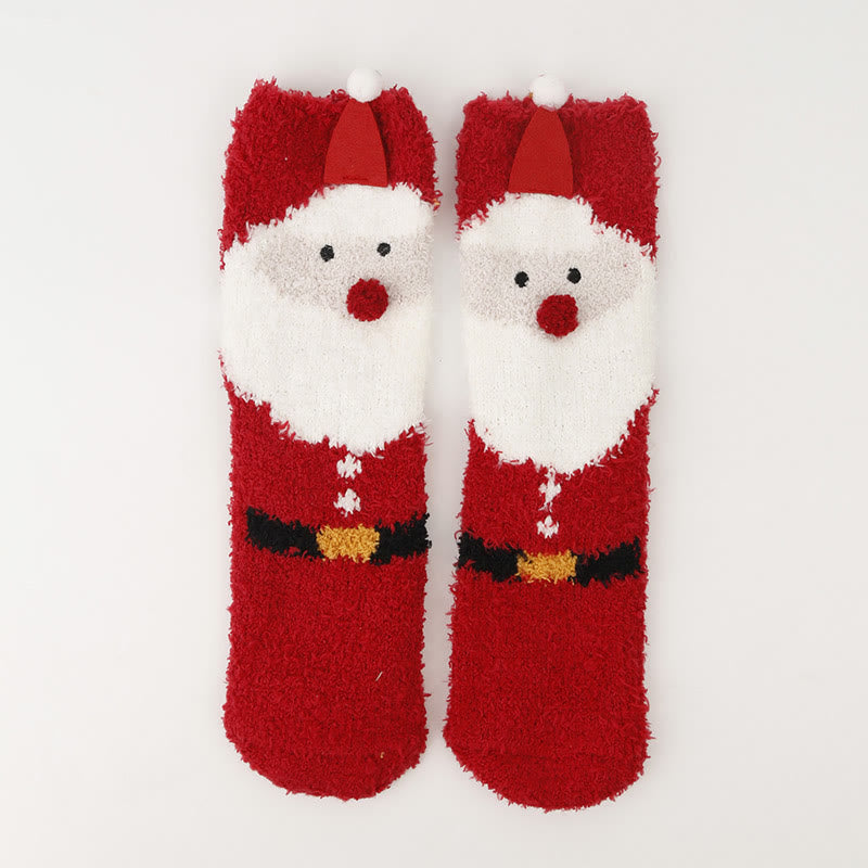 Plus Size Christmas Warm Coral Fleece Quarter Socks(3 Pairs) - image 10