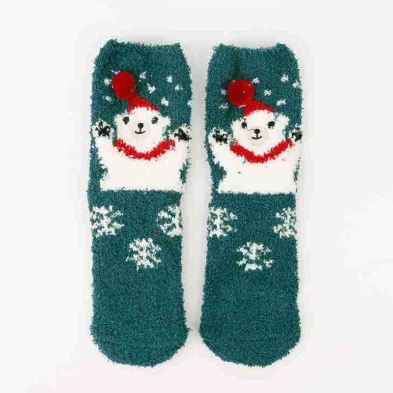 Plus Size Christmas Warm Coral Fleece Quarter Socks(3 Pairs) - image 8