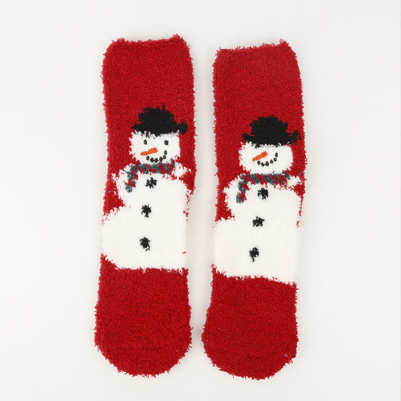 Plus Size Christmas Warm Coral Fleece Quarter Socks(3 Pairs) - image 9
