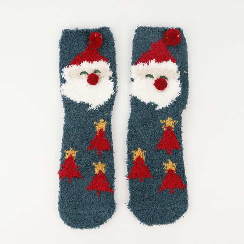 Plus Size Christmas Warm Coral Fleece Quarter Socks(3 Pairs) - image 11