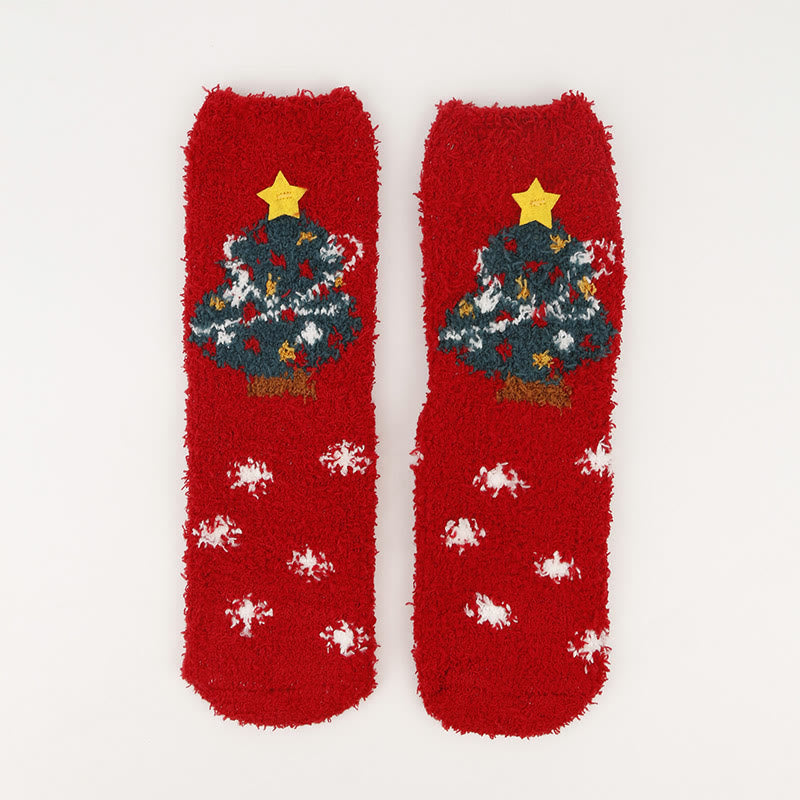 Plus Size Christmas Warm Coral Fleece Quarter Socks(3 Pairs) - image 17