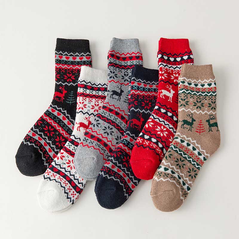 Christmas Elk Snowflake Quarter Socks(6 Pairs) - image 7