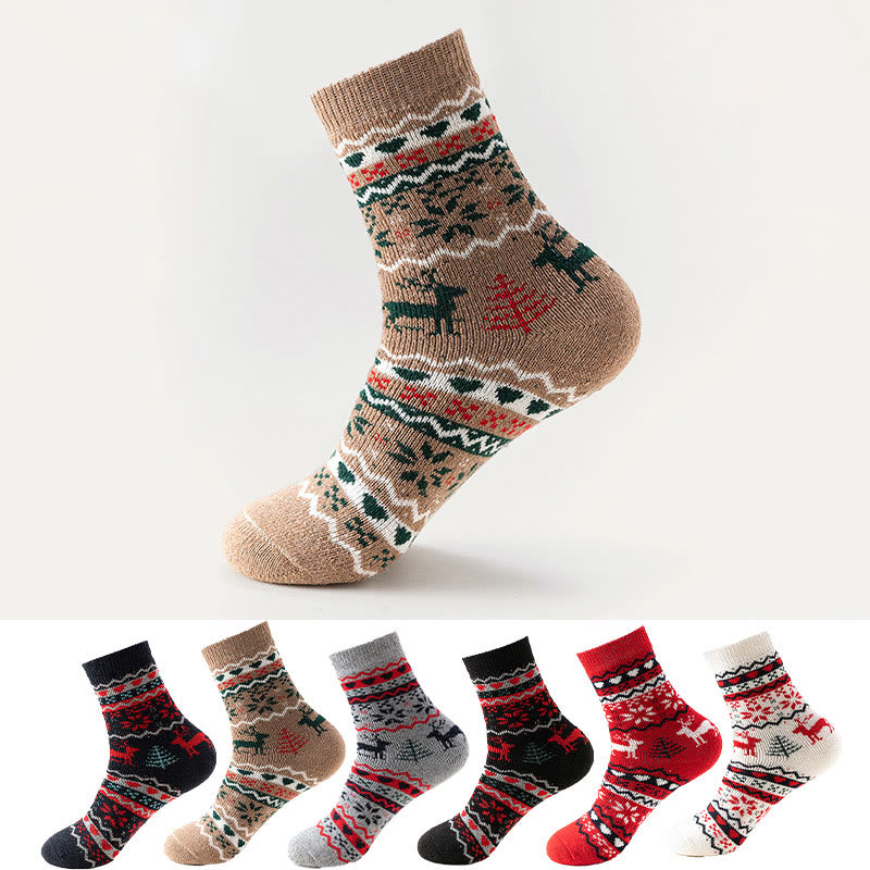 Christmas Elk Snowflake Quarter Socks(6 Pairs) - Multicolor - EU37-40(US4-7) - image 1