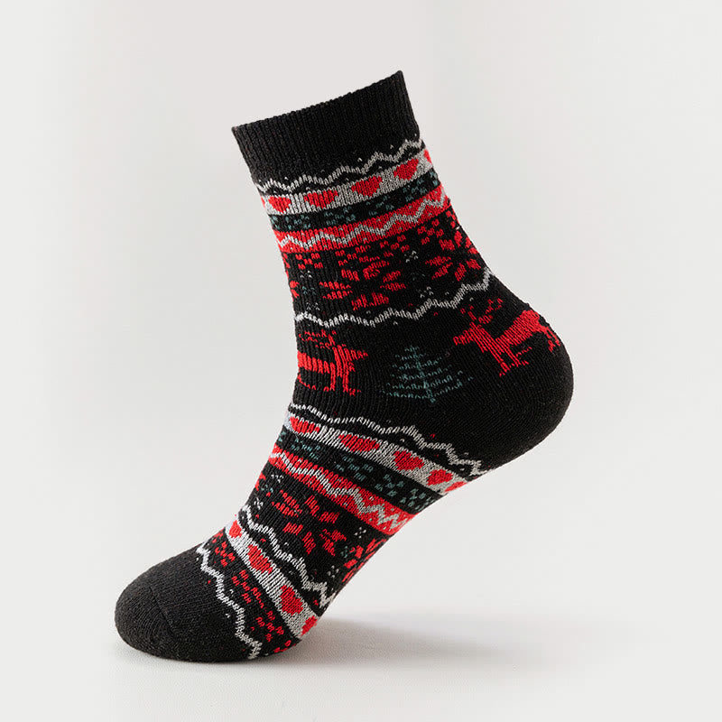 Christmas Elk Snowflake Quarter Socks(6 Pairs) - image 6