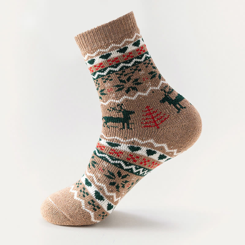 Christmas Elk Snowflake Quarter Socks(6 Pairs) - image 5