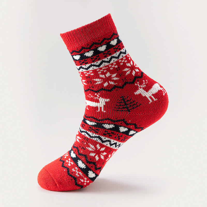 Christmas Elk Snowflake Quarter Socks(6 Pairs) - image 7