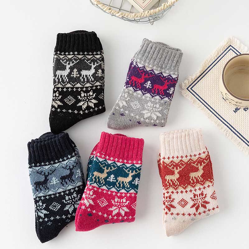 Christmas Elk Series Quarter Socks(5 Pairs) - image 3